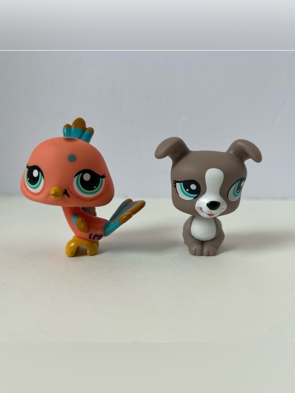 LITTLEST PET SHOP Pet Pairs Peacock bird #1462 & jack Russell Dog authentic LPS